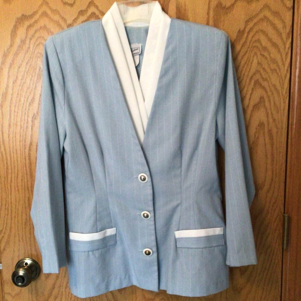 Cary Robbins - Vintage Light blue pinstripe jacket with matching skirt